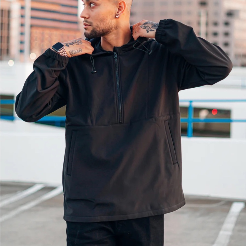 Mono B Men's Quarter Zip Pullover Hoodie with Pockets.